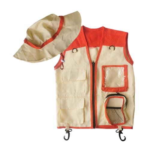 Perfeclan -Entdeckerweste und -Mütze, Cargoweste und -Mütze für Jungen und Mädchen, Outdoor-Abenteuer-Set, Kinderkostüm für Paläontologen, Wandern, Orange Perfeclan -Entdeckerweste und -Mütze, Cargoweste und -Mütze für Jungen und Mädchen, Outdoor-Abenteuer-Set, Kinderkostüm für Paläontologen, Wandern, Orange von Perfeclan