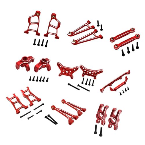 Perfeclan Ersatzteile für ferngesteuerte Autos, Robustes Aluminium, Reparaturteile, Zubehör, Metall-Upgrade-Kit für RC-Autos für 1/14 14211, Rot von Perfeclan
