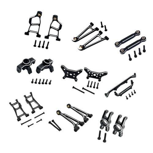 Perfeclan Ersatzteile für ferngesteuerte Autos, Robustes Aluminium, Reparaturteile, Zubehör, Metall-Upgrade-Kit für RC-Autos für 1/14 14211, Schwarz von Perfeclan