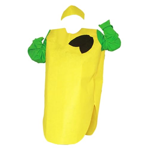 Perfeclan Erwachsene Obstkostüm Kostüm mit Hut Kostüm Essen Cosplay Kostüm Outfit Requisiten für Maskerade, Rollenspiel, Party, Zitronenkostüm von Perfeclan