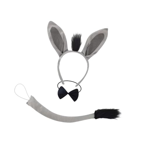 Perfeclan Esel Kostüm Zubehör Set Esel Ohren Stirnband Schwanz für Halloween Karneval, 3 Stück Perfeclan Esel Kostüm Zubehör Set Esel Ohren Stirnband Schwanz für Halloween Karneval, 3 Stück von Perfeclan