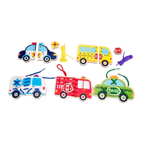 Perfeclan Fädelkarten Nähkarten Motorikspielzeug Geschenk für Jungen Mädchen Frühentwicklung Holzfädelspielzeug Schnüren Spielen Spiele, Verkehr von Perfeclan