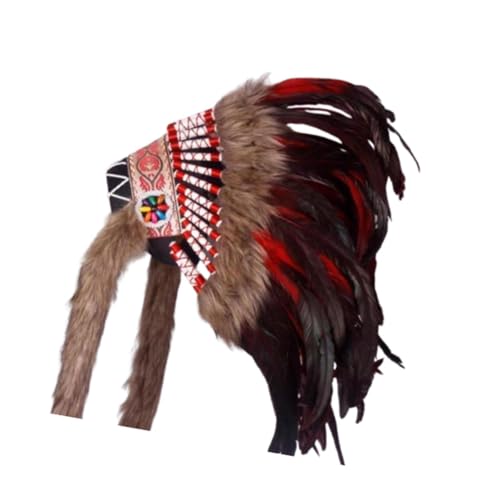 Perfeclan Federkopfschmuck Einheimischer Indischer Kopfschmuck für Rollenspiele Halloween Dance von Perfeclan