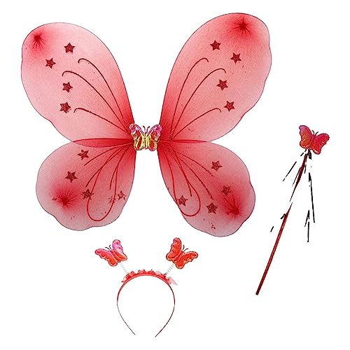 Perfeclan Feenkostüm Set für Mädchen, Kinderkostüm, Schmetterlingsflügel, Kinder Cosplay Outfit, Mädchenkostüm für, Dunkelrot Perfeclan Feenkostüm Set für Mädchen, Kinderkostüm, Schmetterlingsflügel, Kinder Cosplay Outfit, Mädchenkostüm für, Dunkelrot von Perfeclan