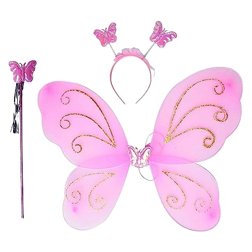 Perfeclan Feenkostüm Set für Mädchen, Kinderkostüm, Schmetterlingsflügel, Kinder Cosplay Outfit, Mädchenkostüm für, Rosa Perfeclan Feenkostüm Set für Mädchen, Kinderkostüm, Schmetterlingsflügel, Kinder Cosplay Outfit, Mädchenkostüm für, Rosa von Perfeclan