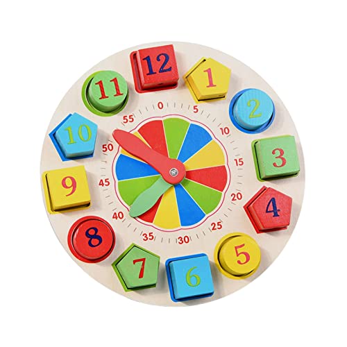Perfeclan Frühe Entwicklung Holzuhr Spielzeug Feinmotorik Spielzeug Holzschnürung Fädelspielzeug für Kindergeburtstagsgeschenk, RUNDEN von Perfeclan