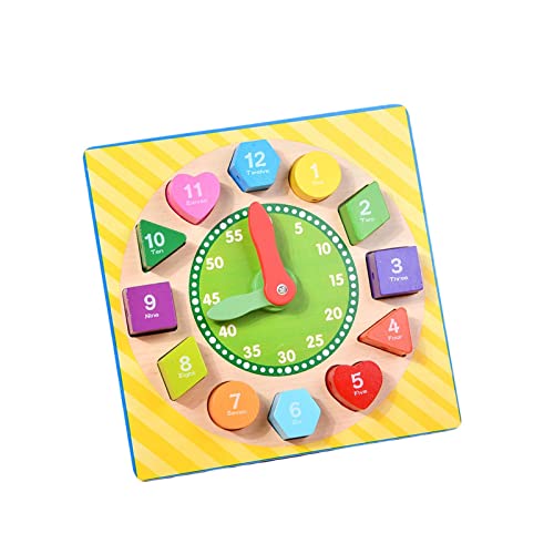 Perfeclan Frühe Entwicklung Holzuhr Spielzeug Feinmotorik Spielzeug Holzschnürung Fädelspielzeug für Kindergeburtstagsgeschenk, Viereck von Perfeclan