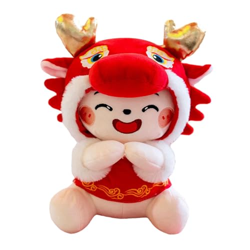 Perfeclan Frühlingsfest-Puppe, Stofftier, Drache, Plüschpuppe, Cartoon, roter Neujahrsdrache, Spielzeug für Wohnzimmer, chinesisches Neujahr, 36 cm Perfeclan Frühlingsfest-Puppe, Stofftier, Drache, Plüschpuppe, Cartoon, roter Neujahrsdrache, Spielzeug für Wohnzimmer, chinesisches Neujahr, 36 cm von Perfeclan