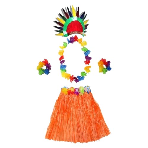 Perfeclan Grasrock -Outfit Tanzkleidung Kostüm Set für Festivalfeier Strand Hochzeit, Orange 60 cm Rock Perfeclan Grasrock -Outfit Tanzkleidung Kostüm Set für Festivalfeier Strand Hochzeit, Orange 60 cm Rock von Perfeclan