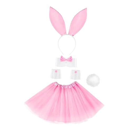 Perfeclan Häschen-Kostüm-Set, Kopfbedeckung für Damen, für Halloween, Karneval, Bühnenshows, Rosa Perfeclan Häschen-Kostüm-Set, Kopfbedeckung für Damen, für Halloween, Karneval, Bühnenshows, Rosa von Perfeclan