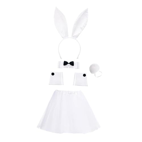 Perfeclan Häschen-Kostüm-Set, Kopfbedeckung für Damen, für Halloween, Karneval, Bühnenshows, Weiß Perfeclan Häschen-Kostüm-Set, Kopfbedeckung für Damen, für Halloween, Karneval, Bühnenshows, Weiß von Perfeclan