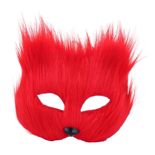Perfeclan Halloween-Gesichtsmaske, halbes Gesicht, Tiermaske, Cosplay, Kostümzubehör, Herren und Damen, halbe Gesichtsmaske, Mardi Gras-Maske für Party, Rot von Perfeclan