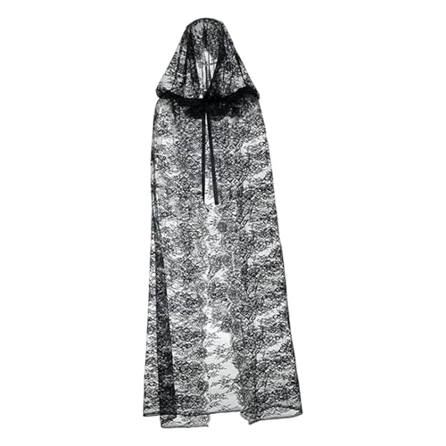 Perfeclan Halloween Hexenumhang Spitzen-Tüllumhang Vielseitiges Accessoire mit Bindeverschluss, 130 cm Perfeclan Halloween Hexenumhang Spitzen-Tüllumhang Vielseitiges Accessoire mit Bindeverschluss, 130 cm von Perfeclan