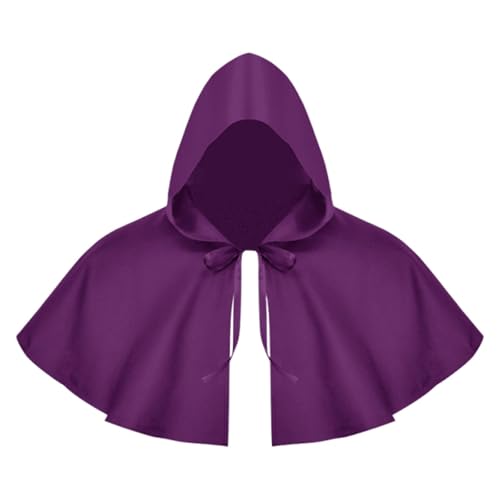 Perfeclan Halloween Umhang Cosplay Gothic Shawlde Kostüm Kurzer Umhang Mittelalterlicher Kapuzenumhang, Lila von Perfeclan