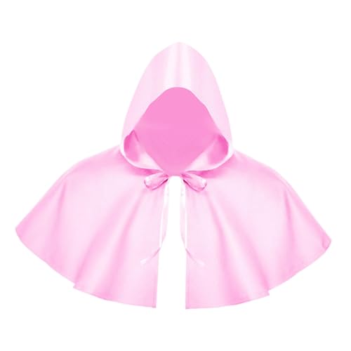 Perfeclan Halloween Umhang Cosplay Gothic Shawlde Kostüm Kurzer Umhang Mittelalterlicher Kapuzenumhang, Rosa von Perfeclan