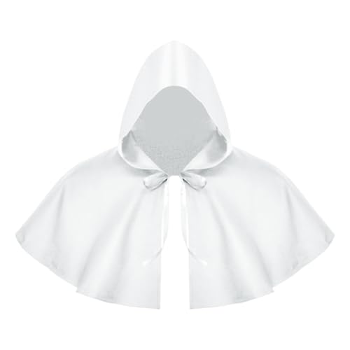 Perfeclan Halloween Umhang Cosplay Gothic Shawlde Kostüm Kurzer Umhang Mittelalterlicher Kapuzenumhang, Weiß von Perfeclan