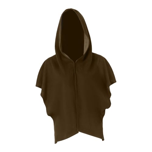 Perfeclan Halloween Umhang Mittelalterlicher Kapuzenumhang Hut Cosplay Schal Dress up Party sumhang Unisex Gothic Outfit Requisiten Hexenumhang, Braun von Perfeclan