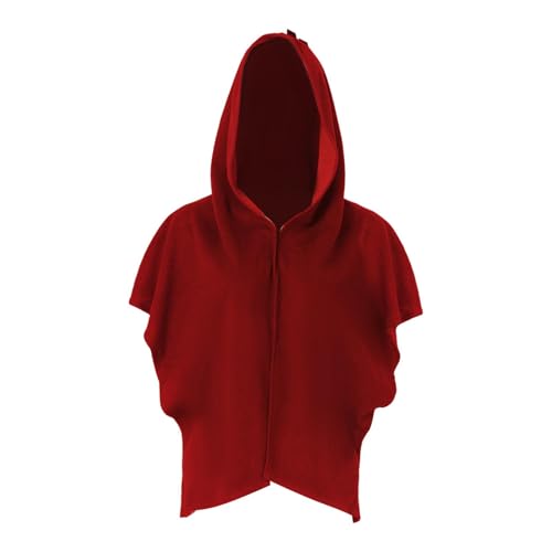 Perfeclan Halloween Umhang Mittelalterlicher Kapuzenumhang Hut Cosplay Schal Dress up Party sumhang Unisex Gothic Outfit Requisiten Hexenumhang, Rot von Perfeclan
