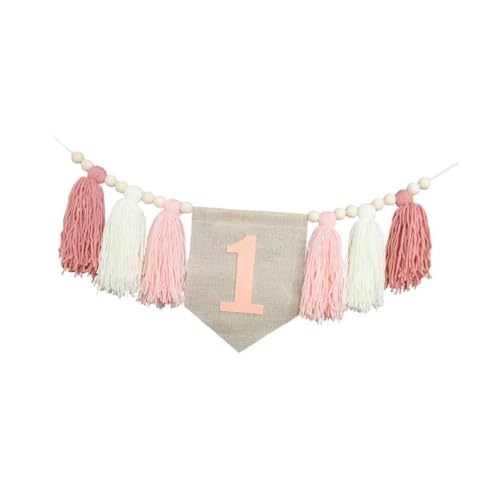 Perfeclan Hochstuhl Banner Perle Quasten Girlande Photobooth Requisiten Erste Geburtstagsfeier für Babyparty Kinder Zimmer Dekor Baby, Rosa Perfeclan Hochstuhl Banner Perle Quasten Girlande Photobooth Requisiten Erste Geburtstagsfeier für Babyparty Kinder Zimmer Dekor Baby, Rosa von Perfeclan