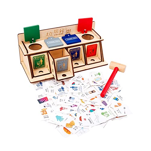 Perfeclan Hölzerne Müllklassifizierung Lernspielzeug Vorschule Umweltlernen Kindergartenspiele für Kinder Kleinkinder Geburtstagsgeschenk von Perfeclan