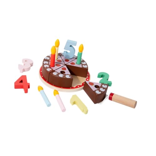 Perfeclan Hölzerne Schneiden Geburtstagstortenspielzeug, interaktiver Holzkuchen -Set -Bildungsspaß für Kinder, von Perfeclan