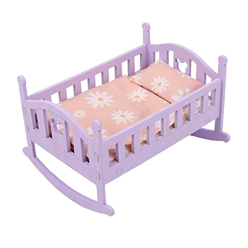 Perfeclan Hohe Simulation Mode Puppenbett Holzmöbel mit Steppdecke, Kissen Und Schlafzimmer für 1:12 Puppendekor DIY Szene Perfeclan Hohe Simulation Mode Puppenbett Holzmöbel mit Steppdecke, Kissen Und Schlafzimmer für 1:12 Puppendekor DIY Szene von Perfeclan