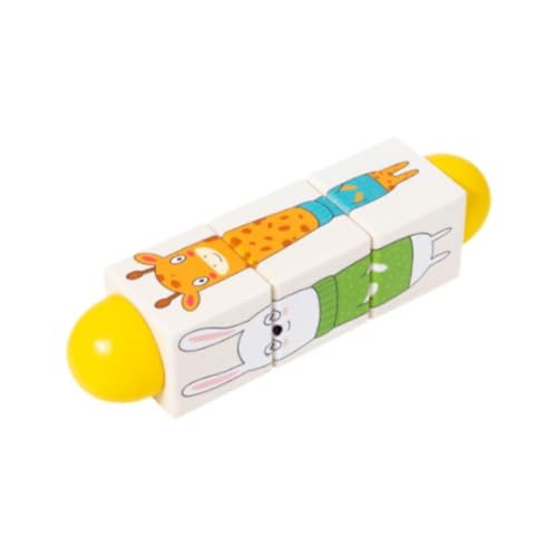 Perfeclan Holz Twist Toy Brain Teaser Kognitive Fähigkeitenerkennungsmuster Bildungssäge Bausteine ​​für Jungen Mädchen Kleinkinder, Tiergelb von Perfeclan