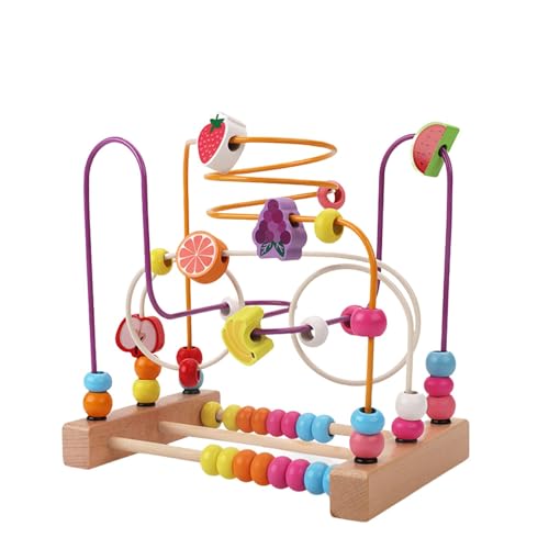 Perfeclan Holzperlen-Labyrinth-Spielzeug, Entwicklungsförderung des räumlichen Denkens, Früchte, Formen, der Fähigkeit, Perlen, Roller-Spielzeug, Frucht A von Perfeclan
