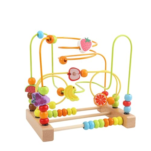 Perfeclan Holzperlen-Labyrinth-Spielzeug, Entwicklungsförderung des räumlichen Denkens, Früchte, Formen, der Fähigkeit, Perlen, Roller-Spielzeug, Frucht B von Perfeclan