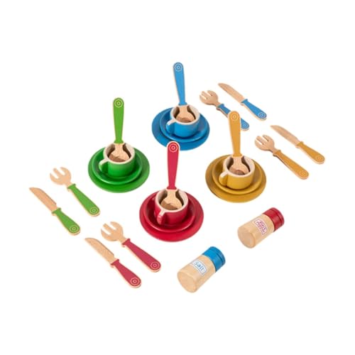 Perfeclan Holzspielgerichte und Teller, Küchenset, Küchenspielzeug, Tafelspielzeugkochspielzeug Spielen Küchenzubehör für 3 4 5 Jahre alt von Perfeclan