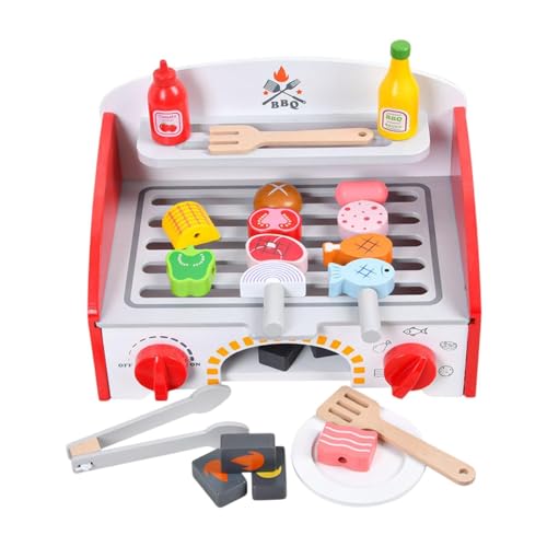 Perfeclan Holzspielzeug-Grillset, Grillspielzeug, so tun, als ob Sie Kochen würden, Spielset, so tun, als würden Sie Grillzubehör für Kinder im Alter von 3 4 5 Perfeclan Holzspielzeug-Grillset, Grillspielzeug, so tun, als ob Sie Kochen würden, Spielset, so tun, als würden Sie Grillzubehör für Kinder im Alter von 3 4 5 von Perfeclan