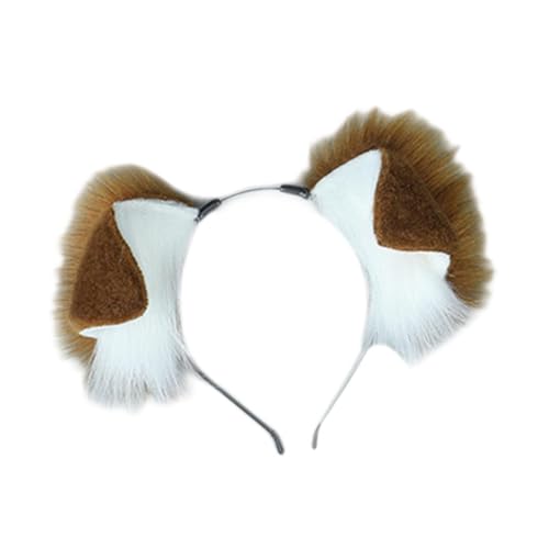 Perfeclan Hundeohren Haarreifen Requisite Tierkopfbedeckung für den Urlaub Halloween Rollenspiele Karneval, Dunkelkamelweiß Perfeclan Hundeohren Haarreifen Requisite Tierkopfbedeckung für den Urlaub Halloween Rollenspiele Karneval, Dunkelkamelweiß von Perfeclan