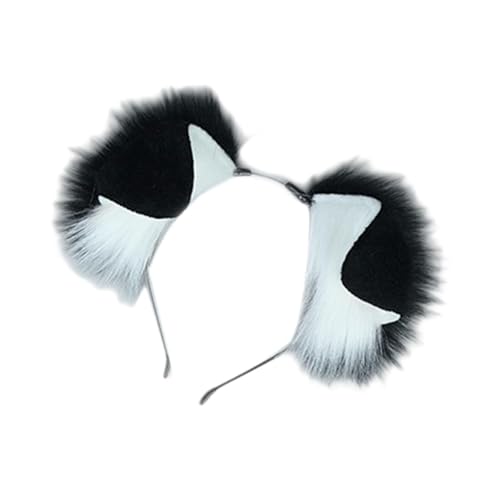 Perfeclan Hundeohren Haarreifen Requisite Tierkopfbedeckung für den Urlaub Halloween Rollenspiele Karneval, Schwarz-Weiss von Perfeclan