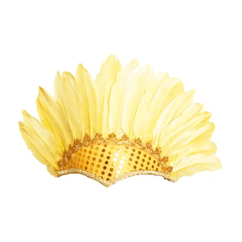Perfeclan Indianer Federschmuck Federstirnband Haarband Indianer Kopfbedeckung für Karneval, Gelb von Perfeclan