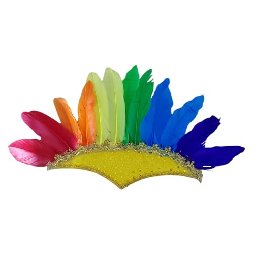 Perfeclan Indianer Federschmuck Federstirnband Haarband Indianer Kopfbedeckung für Karneval, Mehrfarben von Perfeclan