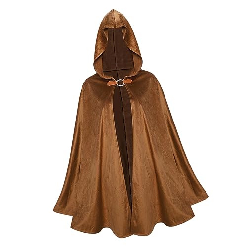 Perfeclan -Kapuzenumhang aus Samt, viktorianisches Capelet, mittelalterliches Halloween-Kostüm, BRAUN, 90CM Perfeclan -Kapuzenumhang aus Samt, viktorianisches Capelet, mittelalterliches Halloween-Kostüm, BRAUN, 90CM von Perfeclan