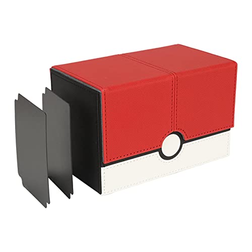 Perfeclan Kartenbox Organizer mit Würfelablage für über 160 Sammelkarten, Roter Deckel weiß von Perfeclan