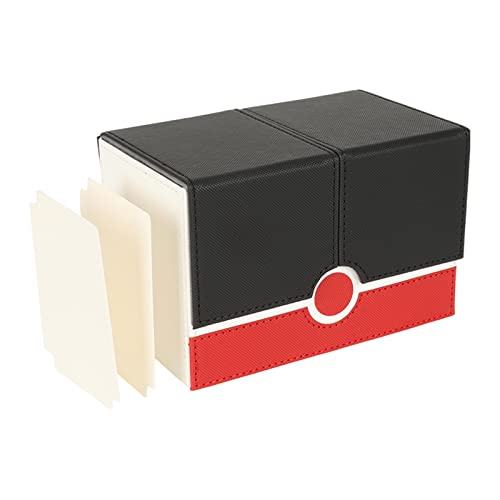 Perfeclan Kartenbox Organizer mit Würfelablage für über 160 Sammelkarten, Schwarze Deckel Rot von Perfeclan