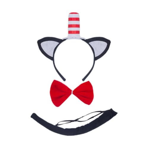 Perfeclan Katzenkostüm-Zubehör, Verkleiden, Kopfbedeckung, Stirnband, Fliege, Schwanz für Maskeraden, Gestreifte Mütze Perfeclan Katzenkostüm-Zubehör, Verkleiden, Kopfbedeckung, Stirnband, Fliege, Schwanz für Maskeraden, Gestreifte Mütze von Perfeclan
