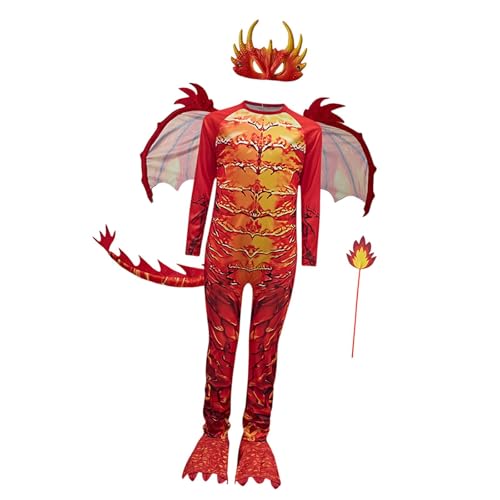 Perfeclan Kids Dragon Kostüm Kit hautfreundlicher Stoff Multifunktional Halloween Dress Up, Size M von Perfeclan