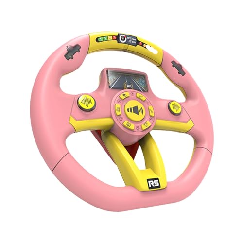 Perfeclan Kinder-Lenkrad-Spielzeug, Auto-Fahrspielzeug, interaktives, pädagogisches Fahr-Controller, Baby-Musikspielzeug für Kinder ab 3 Jahren, Geschenk, Rosa von Perfeclan