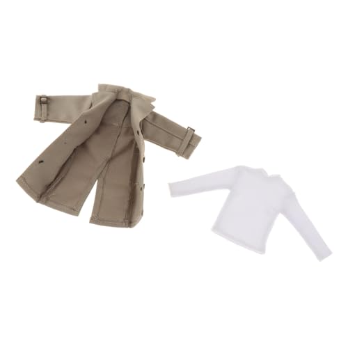 Perfeclan Kleidung für männliche Actionfiguren im Maßstab 1/12, Trenchcoat, zweireihig, einfarbig, Kostümzubehör mit langärmeligem Unterhemd, GrÜn Perfeclan Kleidung für männliche Actionfiguren im Maßstab 1/12, Trenchcoat, zweireihig, einfarbig, Kostümzubehör mit langärmeligem Unterhemd, GrÜn von Perfeclan