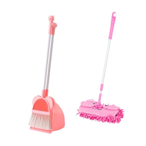 Perfeclan Kleiner Mopp mit Kehrschaufel für Kinder, Putzwerkzeuge für die Kleinen, Set für Erzieherinnen, rosa Mopp von Perfeclan