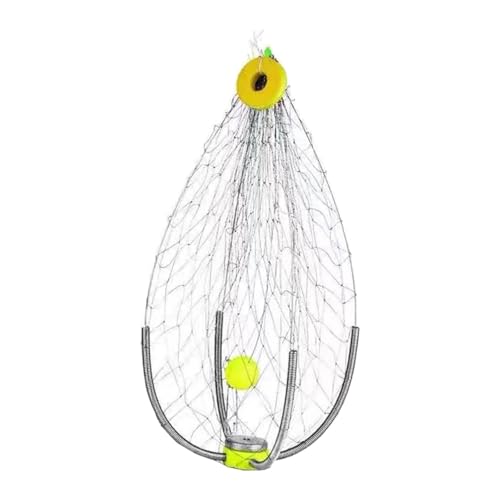 Perfeclan Krabbennetz-Angelkäfig aus Edelstahl, automatisches Öffnen und Schließen, robuster Werkzeugkorb zum Krabbenfischen für Flüsse, Kleine Masche, Ausgeklappt 50cm von Perfeclan