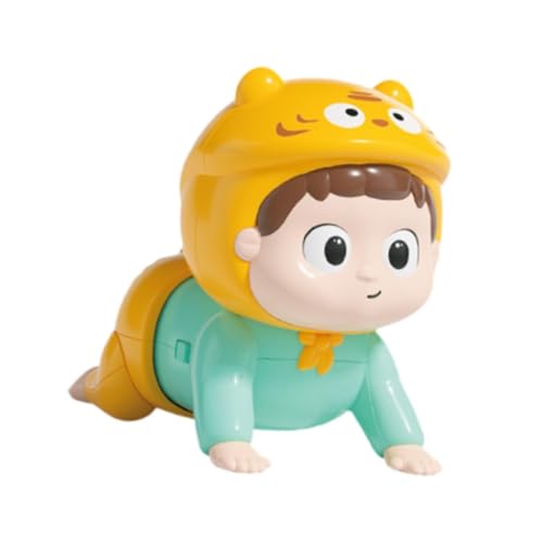 Perfeclan Kriechende Babypuppe elektrische Babykriechpuppe Interaktive Babymusikspielzeug Sensorisches Musical Toy für Kleinkinder Kinder, Blauer Tiger von Perfeclan