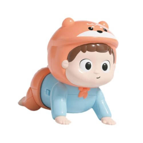 Perfeclan Kriechende Babypuppe elektrische Babykriechpuppe Interaktive Babymusikspielzeug Sensorisches Musical Toy für Kleinkinder Kinder, Rosa Fuchs von Perfeclan