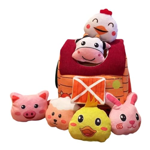 Perfeclan Kuscheltiere vom Bauernhof, Plüschpuppen, Mini-Bauernhaus, leichtes Cartoon-Spielzeug-Spielset für Kindergeburtstagsgeschenke, Style A von Perfeclan