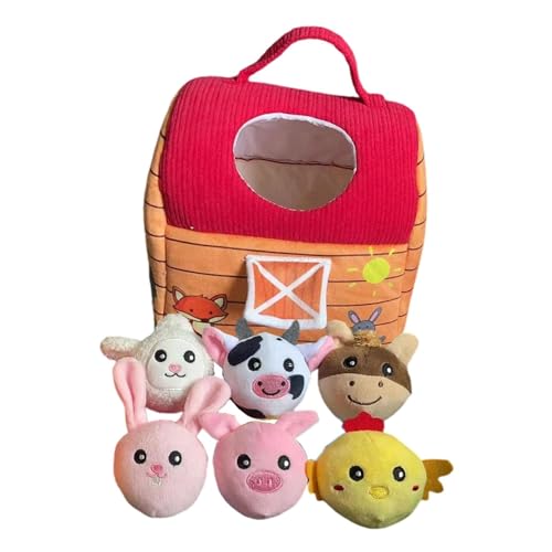 Perfeclan Kuscheltiere vom Bauernhof, Plüschpuppen, Mini-Bauernhaus, leichtes Cartoon-Spielzeug-Spielset für Kindergeburtstagsgeschenke, Style B von Perfeclan