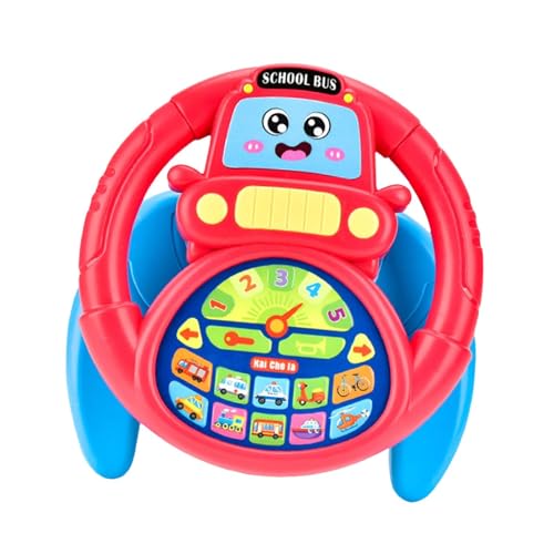 Perfeclan Lenkradspielzeug für Kinder Fahrt Controller mit Sound und Musik mit Stand Early Educational for Home Birthday Travel, Rot Perfeclan Lenkradspielzeug für Kinder Fahrt Controller mit Sound und Musik mit Stand Early Educational for Home Birthday Travel, Rot von Perfeclan