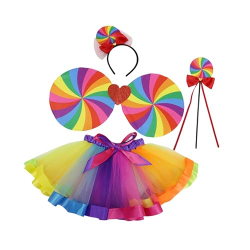 Perfeclan Mehrlagiger Regenbogen mit Stirnband, Mädchen-Ballettrock für Geburtstagspartys, Rollenspiele, 4 Stück Perfeclan Mehrlagiger Regenbogen mit Stirnband, Mädchen-Ballettrock für Geburtstagspartys, Rollenspiele, 4 Stück von Perfeclan